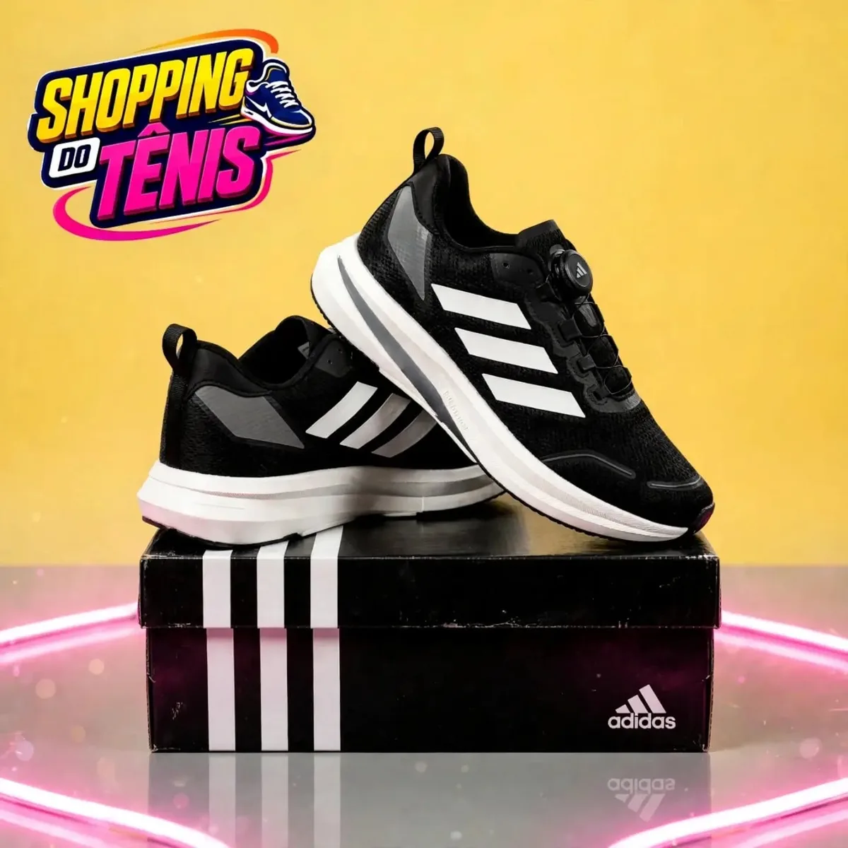 Adidas preto com cadarço de rosca