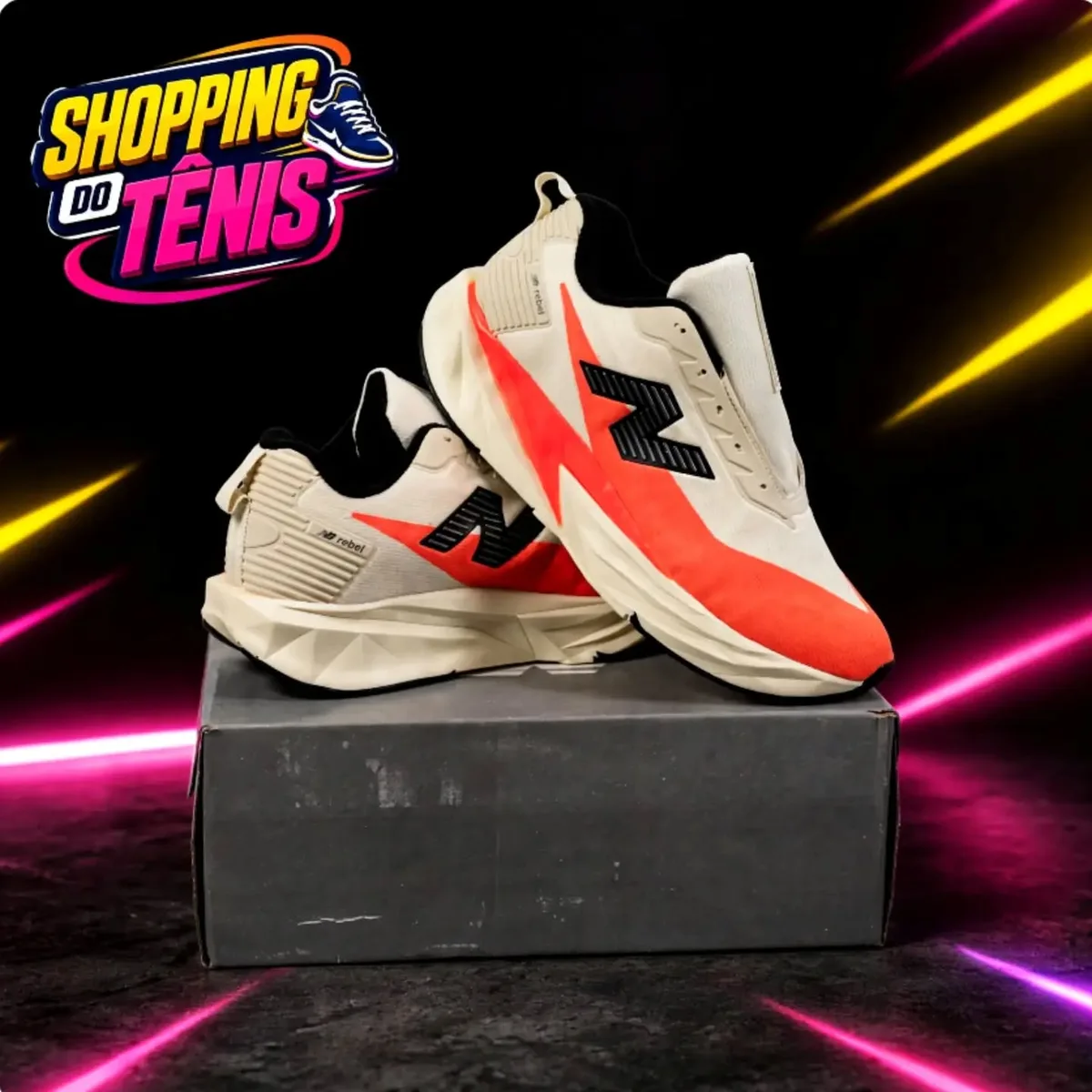 New Balance branco e laranja