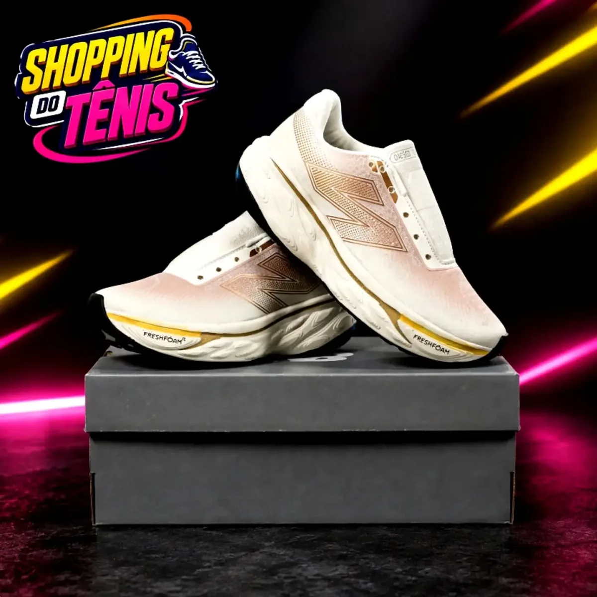 New Balance creme e dourado