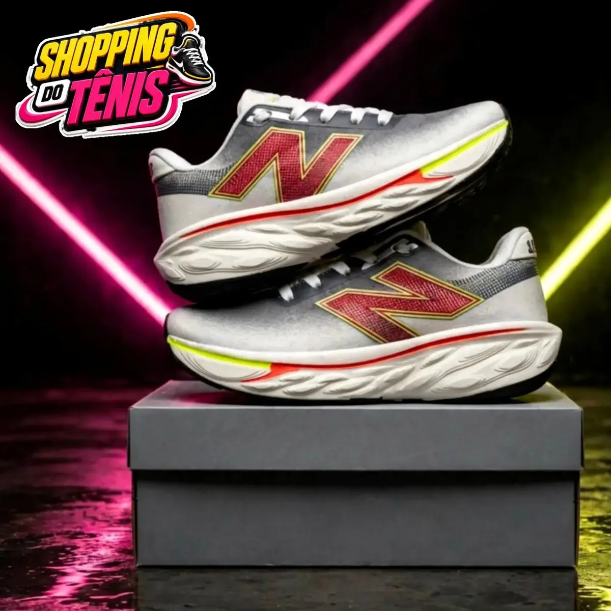 New Balance Fresh Foam prata e vermelho