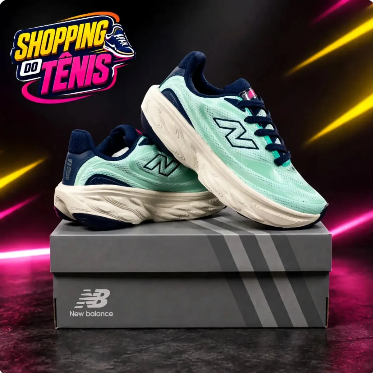 New Balance Fresh Foam verde-água e marinho
