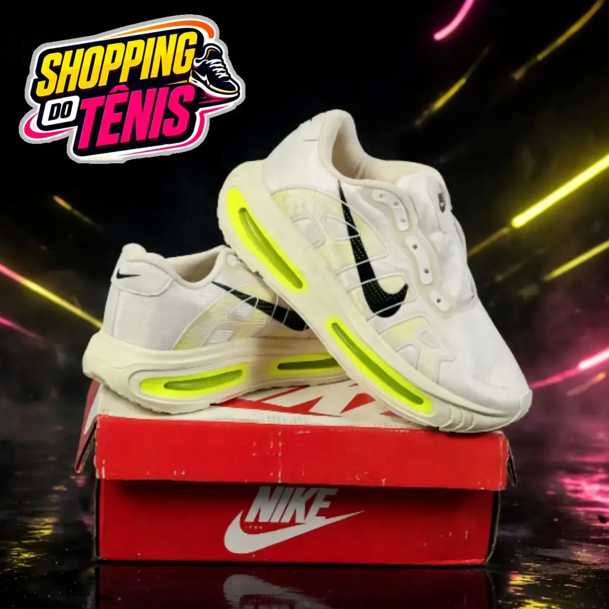 Nike Air Max branco e verde-limão