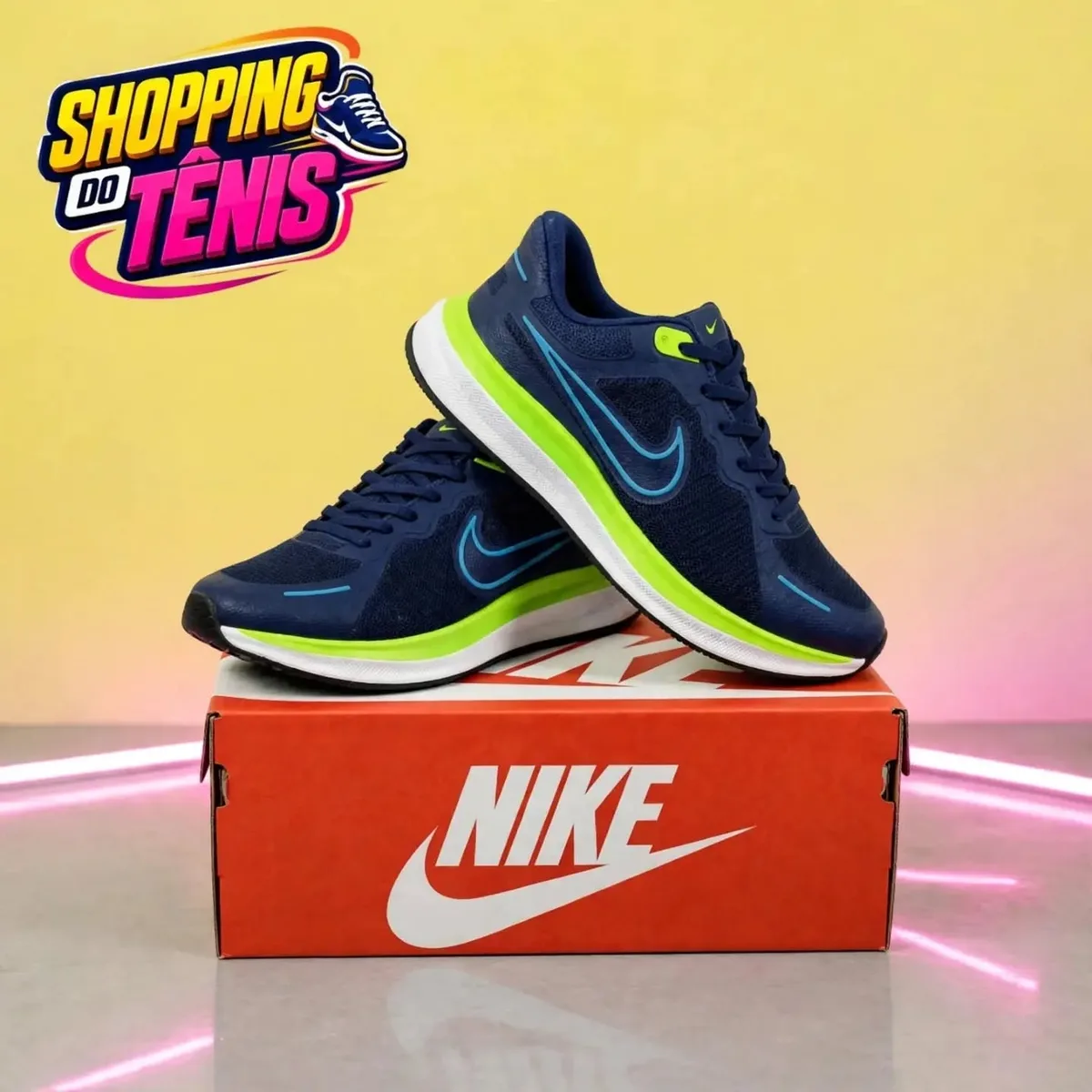 Nike azul-marinho e verde-limão