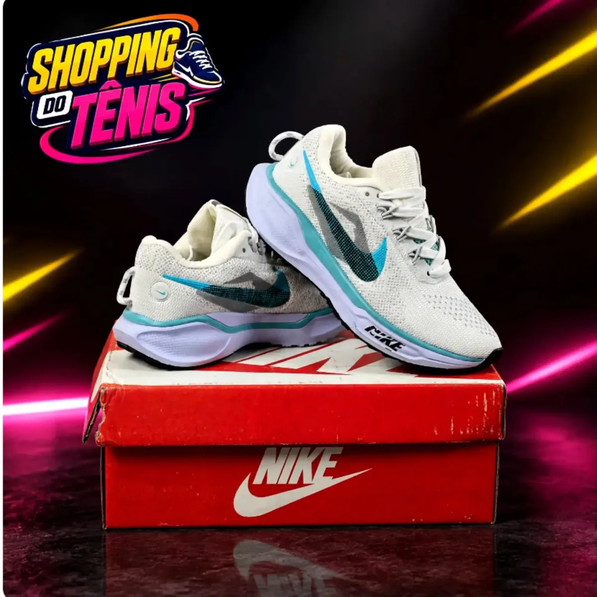 Nike branco e azul-turquesa